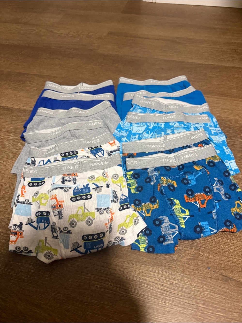 Hanes Boys Blue, Gray & White Tractor/Construction Briefs Training Pants